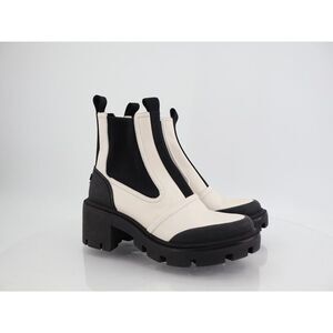Tory Burch Women's Chelsea Lug Sole Ankle Boots Size 7.5 Black White Slip On